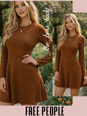 Free People sweater dress floral mini dress stretchy cutout XS
